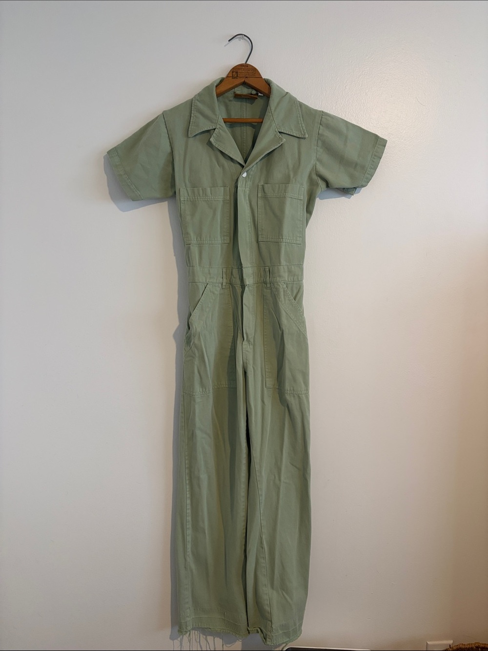 Big Bud Press Utility Short-Sleeve Jumpsuit in Sage Green